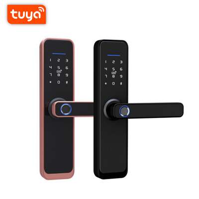 Tuya WiFi App Smart Door Lock Biometric lock fingerprint door handle Digital Keyless lock