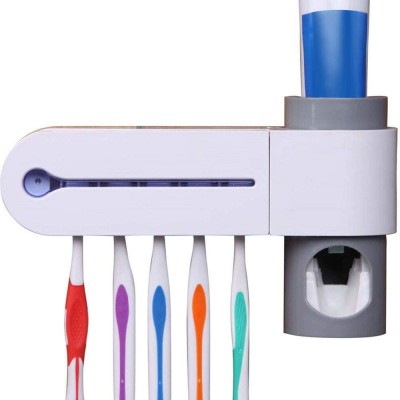 Anti bacterial uv light toothbrush holder and sterilizer cleaner toothpaste for home living