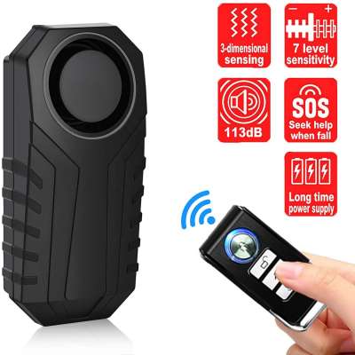 113dB Wireless Anti-Theft Vibration Motorcycle Bicycle Alarm Waterproof Security Cycling Bike Alarm with Remote