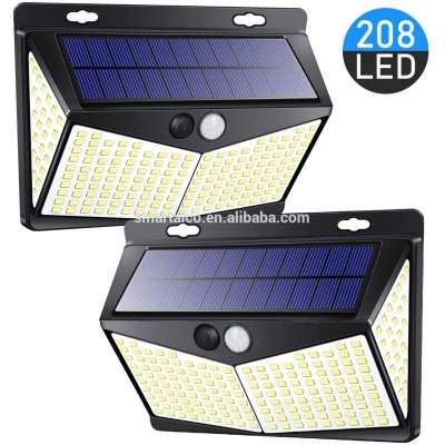 208 Led Super Bright 3 Modes Solar Motion Sensor Wireless Security Wall Light Outdoor